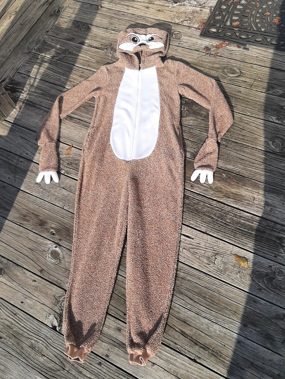 Way To Celebrate Halloween Adult S (4-6) Brown Hooded Sloth Costume Union Suit